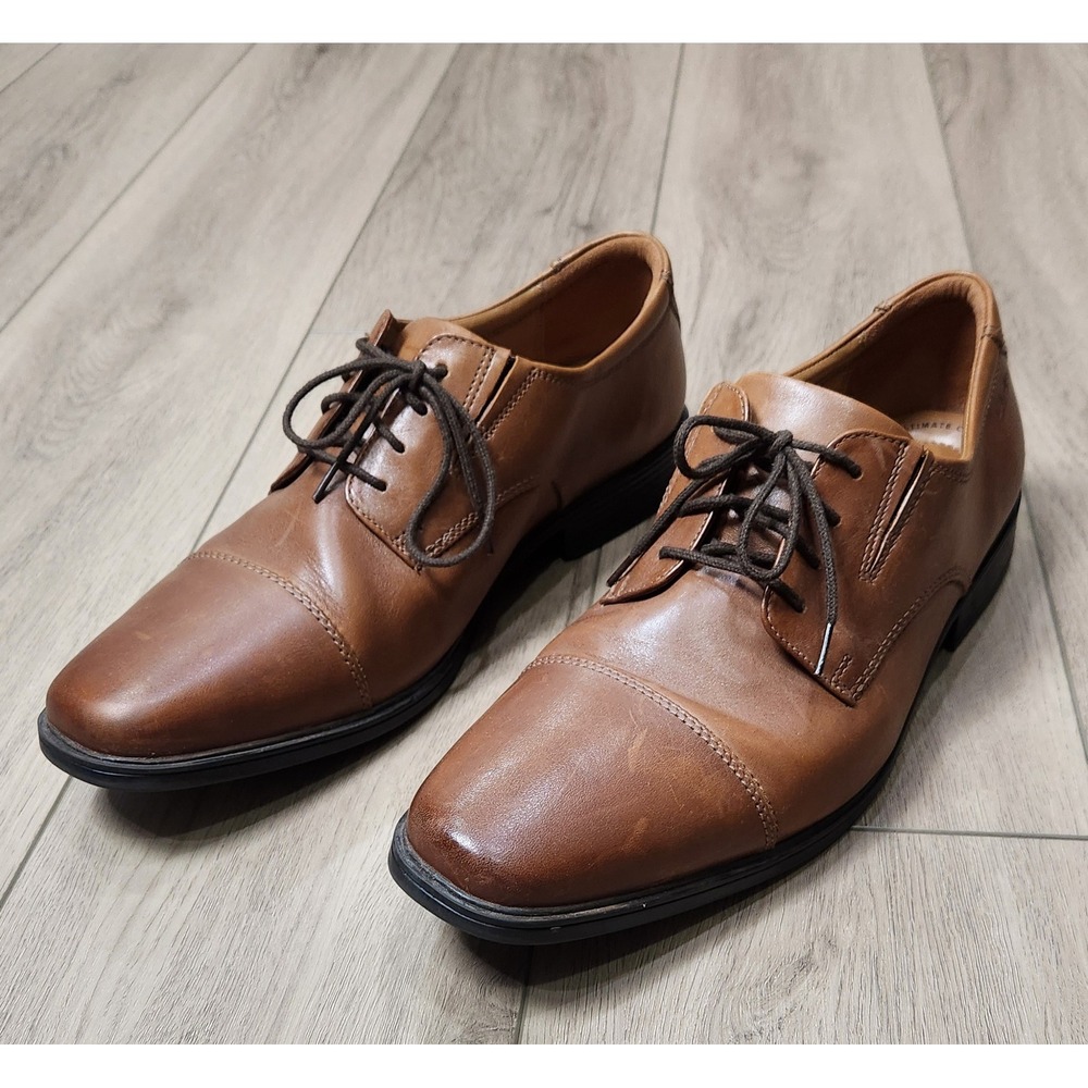 Clarks Collection Mens Brown Leather Cap Toe Oxford‎ Dress Shoes Size 10.5 W